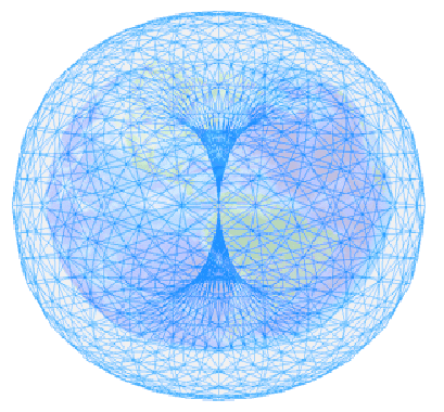  a circular animated donut shape that shows the energies of Earth's electromagentic field. Planet Earth is  contained in the electrical field. 